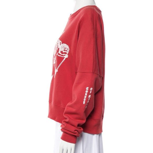 Marcelo Burlon Cupido Tattoo Graphic Red Cotton Pullover Sweatshirt NWOT Size S - Picture 6 of 10